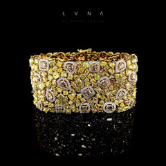 LVNA 签名皇家稀有花式地球色调簇状钻石手链 14 克拉