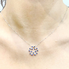 Blue Sapphire Star Gemstones Diamond Necklace 18kt