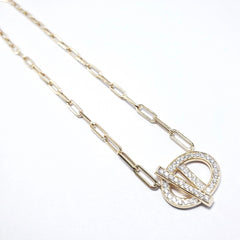 Golden Link Paved Diamond Necklace 14kt
