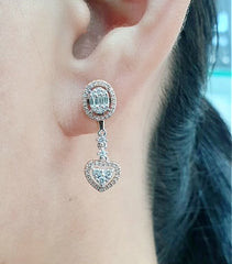 PREORDER | Multi-Tone Oval Heart Diamond Earrings Dangling 14kt