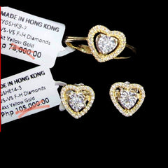 PREORDER | Golden Classic Heart Halo Diamond Jewelry Set 14kt