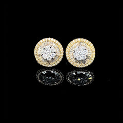 PREORDER | Golden Classic Round Halo Stud Diamond Earrings 14kt