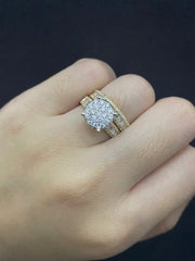 PREORDER | Golden Round Paved Band Twin Pair Diamond Ring 14kt