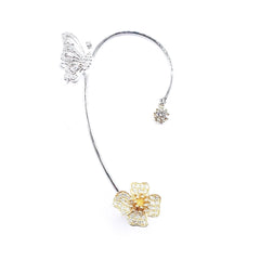 #LoveIvana Butterfly Earpiece Floral Multi-Tone Diamond Earrings 14kt