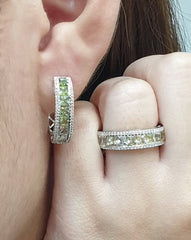 PREORDER | Green Sapphire Half Eternity Gemstones Diamond Jewelry Set 14kt