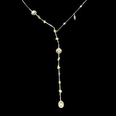 Rare Yellow Drop Station Colored Diamond Necklace 14kt
