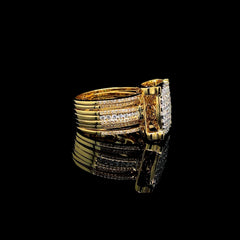 PREORDER | Golden Cushion Cathedral Statement Diamond Ring 14kt