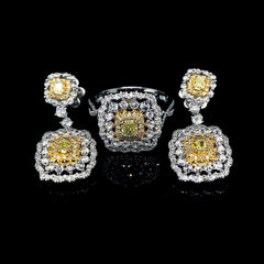 PREORDER | Cushion Deco Yellow Diamond Jewelry Set 14kt