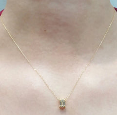 #LVNA선물 GLD | 0.25ct G VVS2 에메랄드 다이아몬드 솔리테어 목걸이 18kt 옐로우 골드