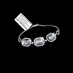 유니크 | 트리니티 에메랄드 심리스 인비저블 세팅 파이 컷 다이아몬드 브레이슬릿 18kt