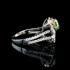 LVNA 签名 3.01 克拉稀有花式绿色心形钻石戒指 18 克拉