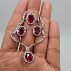 PREORDER | Red Ruby Full Gemstones Diamond Jewelry Set 14kt