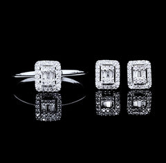 Classic Emerald Diamond Jewelry Set 14kt