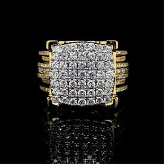 PREORDER | Golden Cushion Cathedral Statement Diamond Ring 14kt