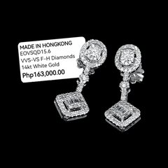 PREORDER | Square Oval Dangling Diamond Earrings 14kt