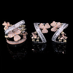 PREORDER | Multi-Tone Crossover Floral Statement Diamond Jewelry Set 14kt