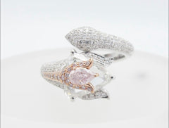 LVNA Signatures | 2.89ct Fancy Rare Pink & Rosecut Diamond Deco Paved Band 18kt | The Archives
