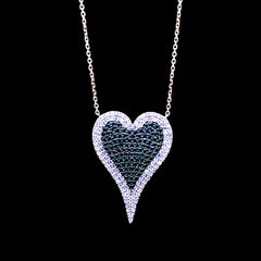 PREORDER | Golden Green Emerald Heart Gemstones Diamond Necklace 14kt