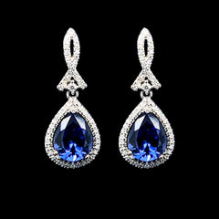 PREORDER | Pear Blue Sapphire Dangling Gemstones Diamond Earrings 14kt