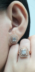 PREORDER | Golden Large Classic Emerald Diamond Jewelry Set 14kt