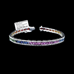 PREORDER | Full Eternity Rainbow Sapphire Gemstones Diamond Bracelet 14kt