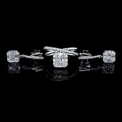 CLEARANCE BEST | Square Paved Dangling Diamond Jewelry Set 14kt