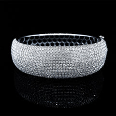 PREORDER | Millionaire's Round Paved Bracelet Diamond Bangle 14kt