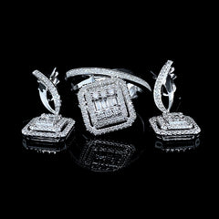 PREORDER| Square Dangling Diamond Jewelry Set 14kt