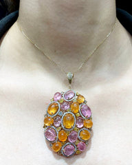 #LVNA2024 | LVNA Signatures Estate Pink & Orange Opalite Yellow Diamond Cluster Brooch Pendant 14kt | Editor’s Pick