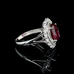 PREORDER | Red Ruby Oval Cut Gemstones Diamond Ring 14kt