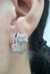 PREORDER | Square Crossever Creolle Diamond Earrings 14kt
