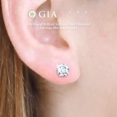 0.72cts L VS1/VVS2 Round Brilliant Solitaire Stud Diamond Earrings GIA Certified