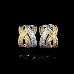CLEARANCE BEST | Multi-Tone Crossover Baguette Diamond Earrings 14kt