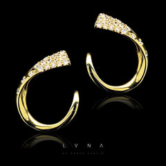 PREORDER | Golden Studded Overlap Diamond Earrings 14kt