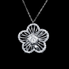 PREORDER | Floral Halo Paved Diamond Necklace 14kt