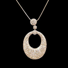 Rose Large Oval Paved Diamond Necklace 18kt