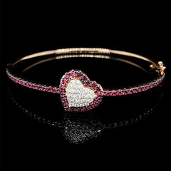 PREORDER | Heart Ruby Gemstones Diamond Bangle 14kt