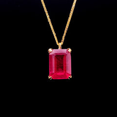 Emerald Red Ruby Gemstones Necklace 18kt