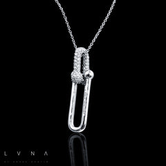 Link Clip Paved Diamond Necklace 18kt