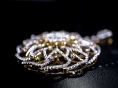 HKG | Large Golden Round Statement Paved Pendant Diamond Necklace 18kt