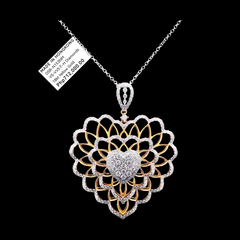HKG | Large Golden Heart Paved Pendant Diamond Necklace 18kt