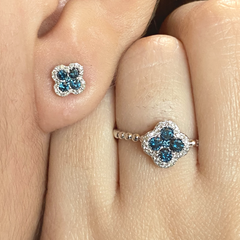 5년 | 블루 다이아몬드 럭키 클로버 다이아몬드 주얼리 세트 14kt