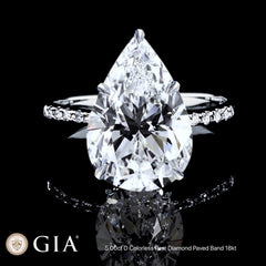 5.00ct D Colorless Pear Brilliant Paved Band Diamond Engagement Ring 18kt GIA Certified