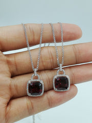 Red Ruby Lock Gemstones Diamond Necklace 14kt