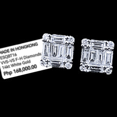 10.10 | Square Baguette Stud Diamond Earrings 14Kt