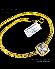 LVNA Genderless Diamond Center Bar Solid Gold Bracelet 18kt