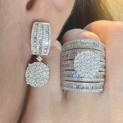 PREORDER | Round Baguette Statement Diamond Jewelry Set 14kt