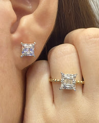 PREORDER | Golden Square Baguette Diamond Jewelry Set 14kt