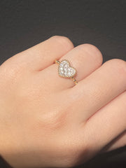 PREORDER | Golden Heart Paved Diamond Ring 14kt