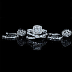 PREORDER | Cushion Dangling Diamond Jewelry Set 14kt